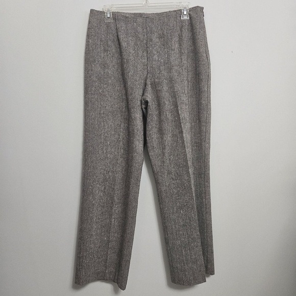 Bentley A Brown Tweed Pants Slacks Trousers Womens 10 Straight Leg Wool Blend - Picture 1 of 6